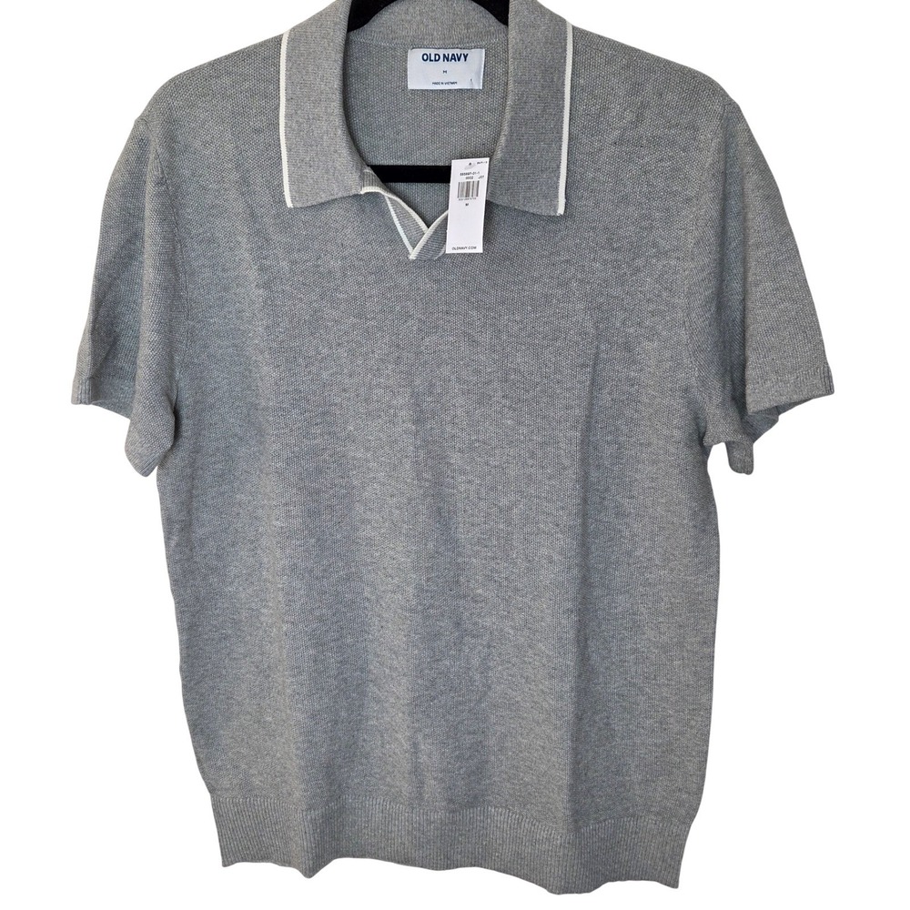 NWT Old Gray 100% Cotton Knit Polo Sweater Short Sleeve Preppy Contrast Trim